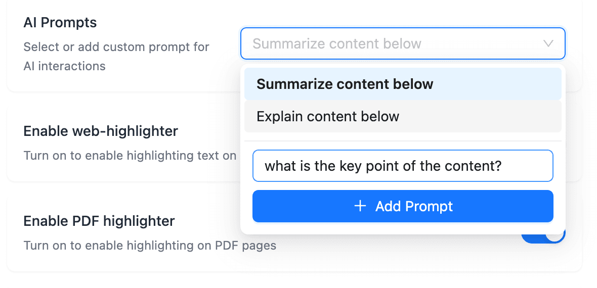 AI Prompt Feature