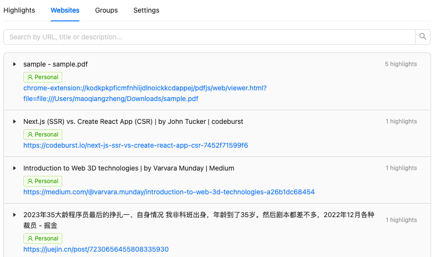 Website History Feature